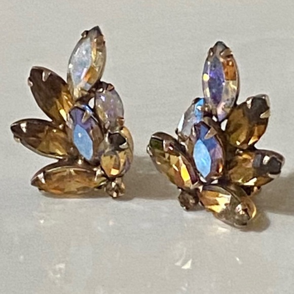 Vintage Albert Weiss Rhinestone Clip-on Earrings 1950’s - Picture 9 of 11
